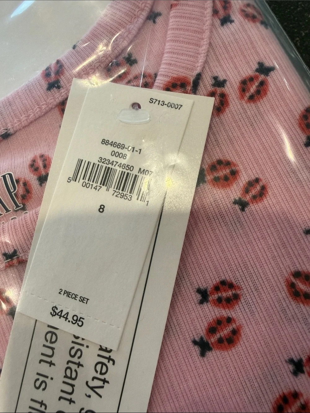 NWT GAP Girls Short Sleeve/Shorts Pink Ladybug Ribbed Pajama Set